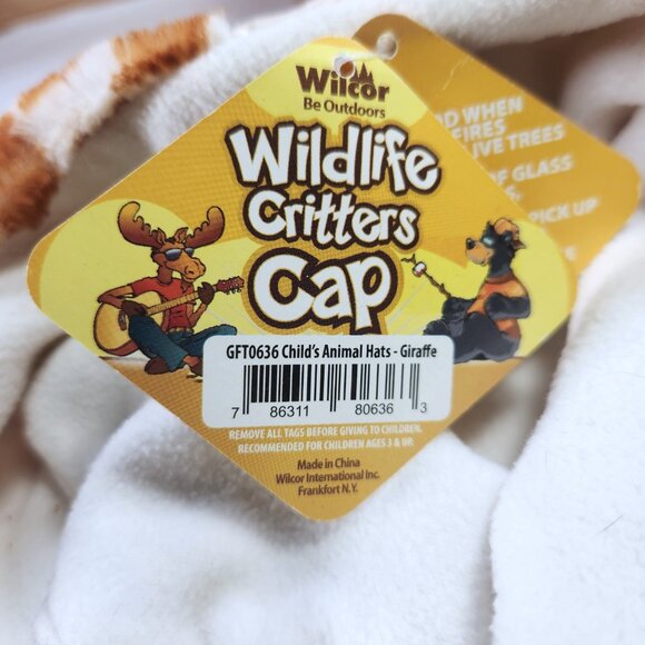 Giraffe Hat with Horns & Tail Lined Casual Winter Halloween Wildlife Critters - Picture 9 of 11